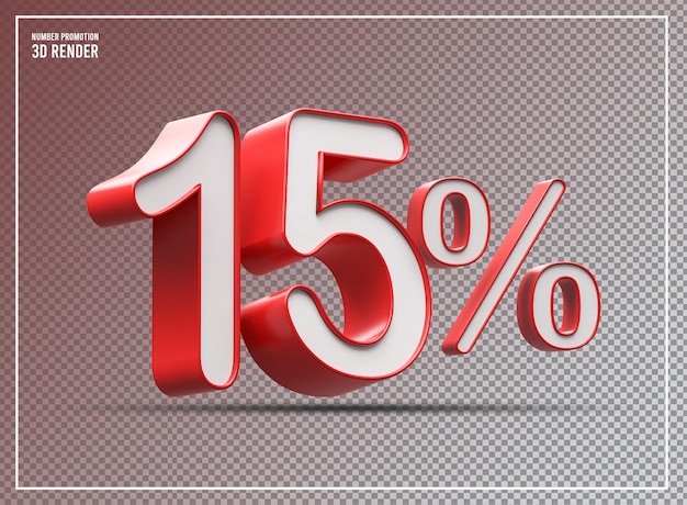 15 korting - Red 3D Render Promotie