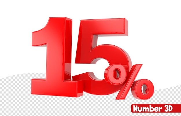 15 numero rosso 3d rendering