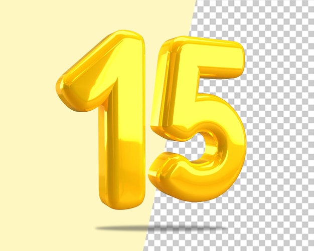 15 nummer goud vijftien tekst 3d-logo
