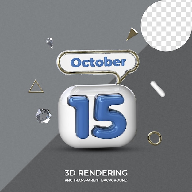 15 oktober poster sjabloon 3d-rendering