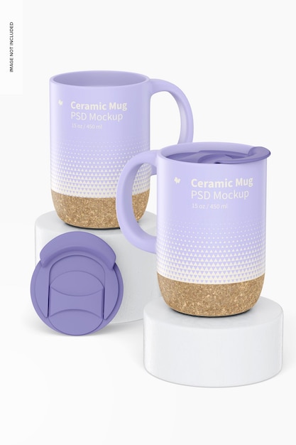 15 oz Ceramic Mugs with Lid Mockup