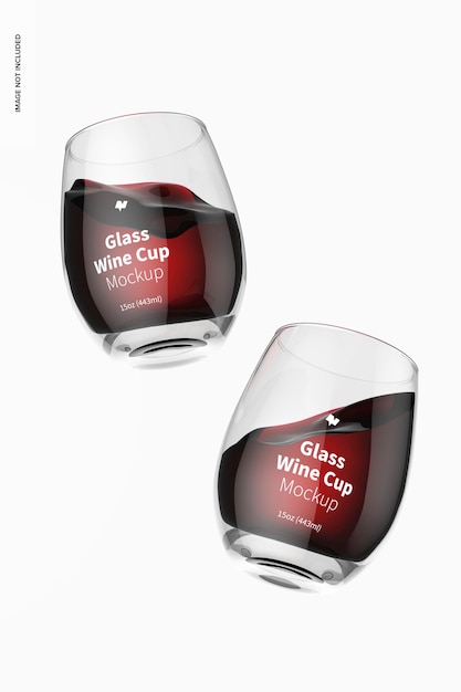 15 oz glass wine cups mockup