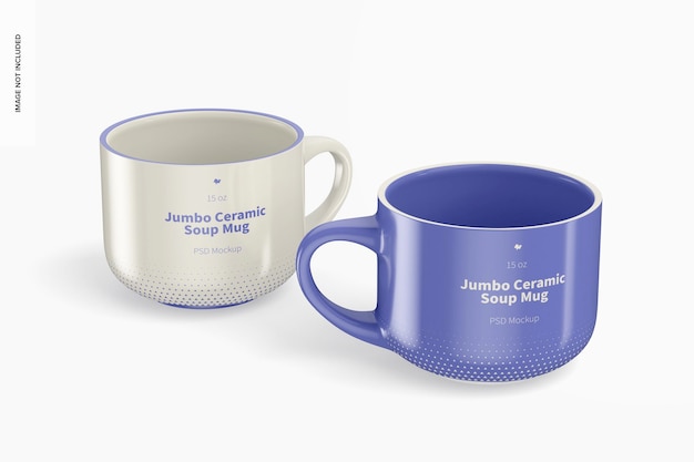 15 oz jumbo ceramic soup mugs mockup