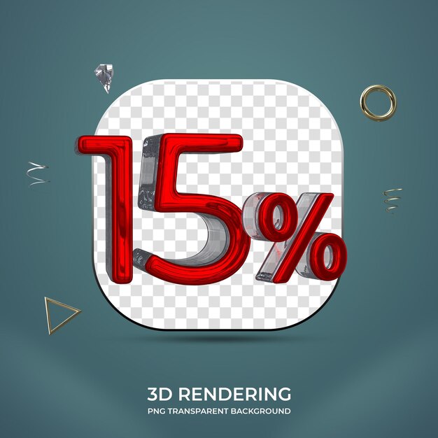 Sfondo trasparente del numero 3d del 15 percento