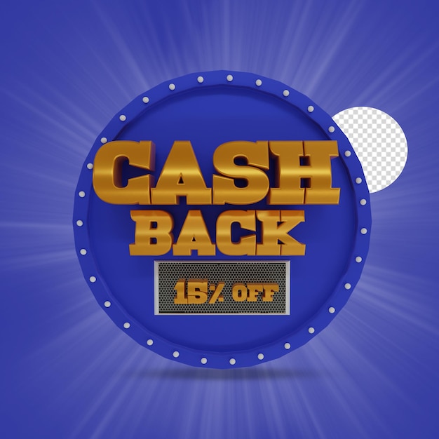 PSD 15 percent cash back 3d render