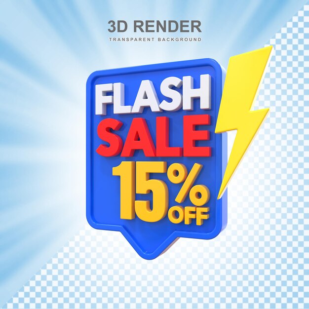 PSD 15 percent flash sale off 3d label