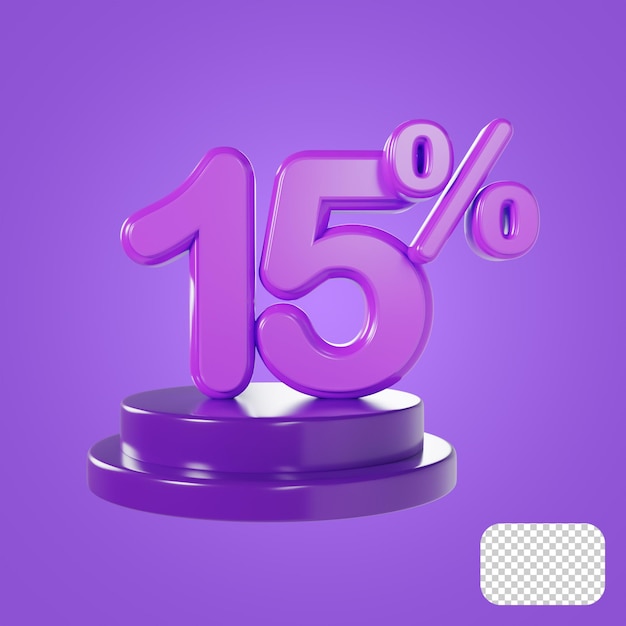 15 percent off discount price 3d rendering