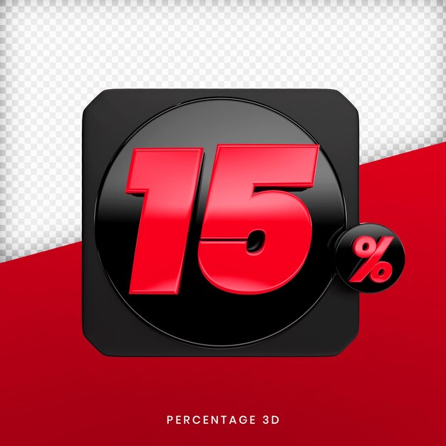 15 Percentuale di rendering 3D psd premium