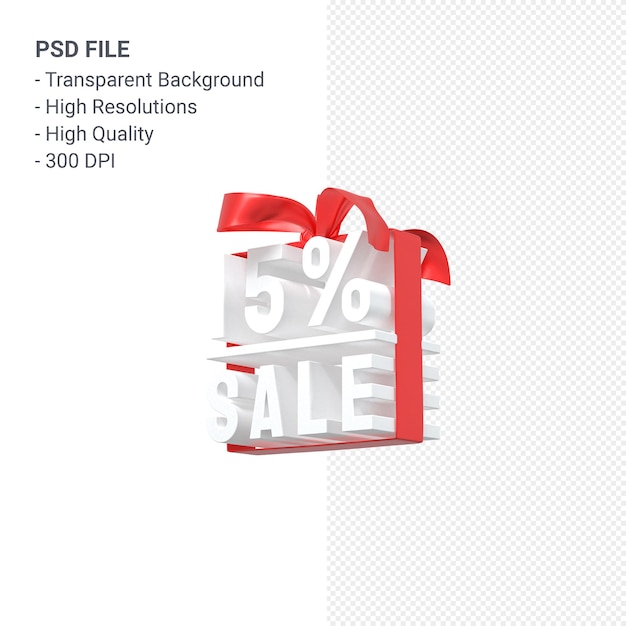 15% sale with bow and ribbon 3d design isolated