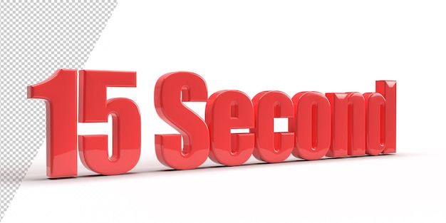 15 секунд 3d концепции времени рендеринга красная высококачественная 3d иллюстрация на белом фоне