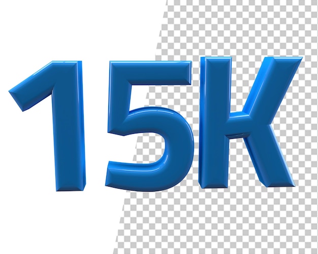 15k followers thank you blue 3d text