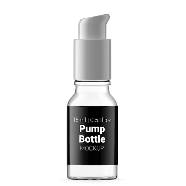 15ml clear glass pump bottle mockup