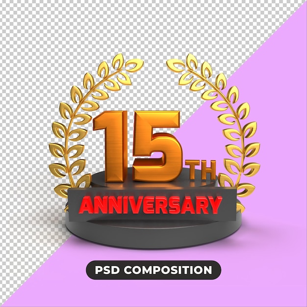 PSD celebrazione del 15° anniversario rendering 3d