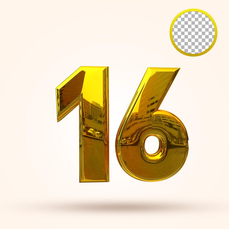 16 jaar jubileum 3d-sjabloon premium psd
