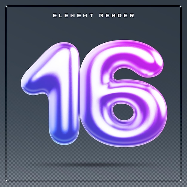 16 number gradient 3d render