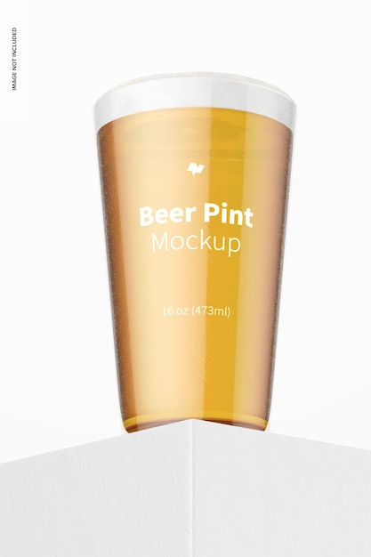 16 oz beer pint mockup, onderkant vooraanzicht