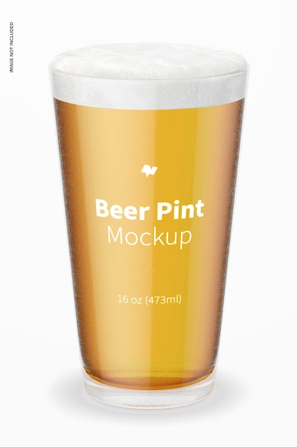 PSD 16 oz beer pint mockup, vooraanzicht