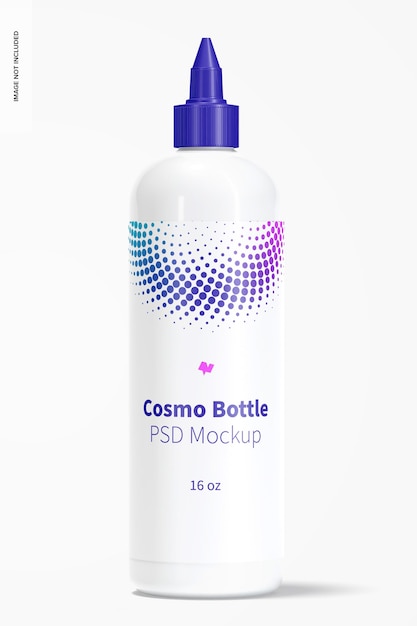 PSD 16 oz cosmo bottle with twist top cap mockup