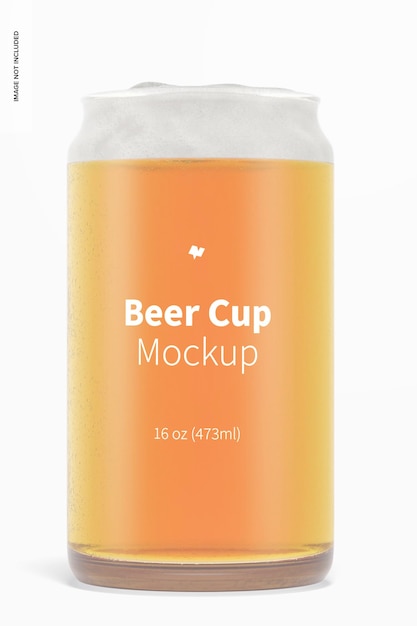 16 oz Glass Beer Cup Mockup, Front View