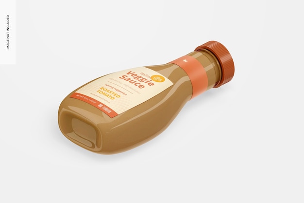 16 oz Italian Veggie Sauce Bottle Mockup, Isometric View