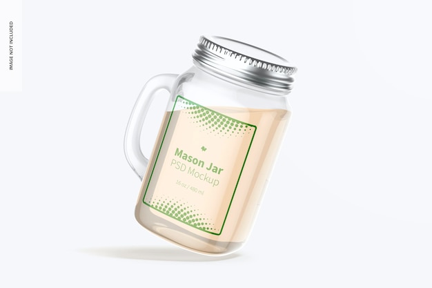 16 oz mason jar mockup, drijvend