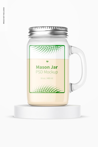 Мокап mason jar на 16 унций, вид спереди