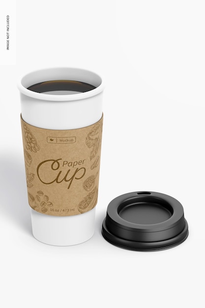 16 oz Paper Cup Mockup, Opened