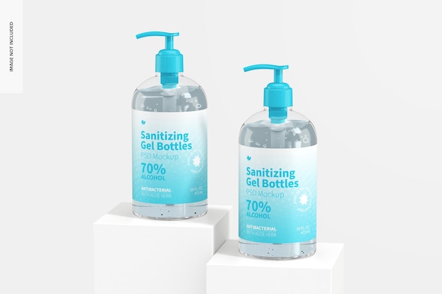 PSD 16 oz sanitizing gel bottles mockup