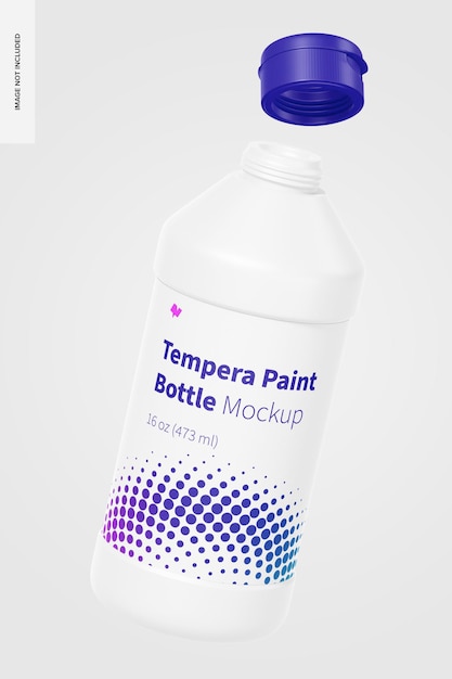 16 oz Tempera Paint Bottle Mockup, Floating