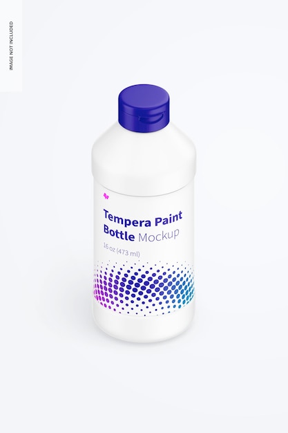 16 oz Tempera Paint Bottle Mockup, Isometric View