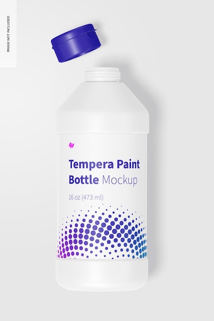 PSD mockup di bottiglia di pittura a tempera da 16 once, aperto