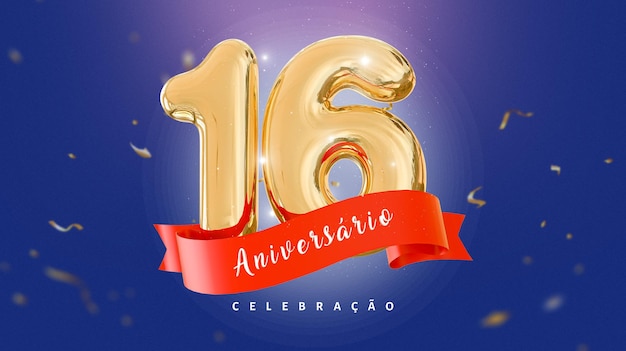 PSD banner di anniversario di 16 anni