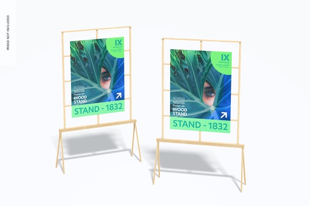 PSD 160x120 poster on wood stands mockup