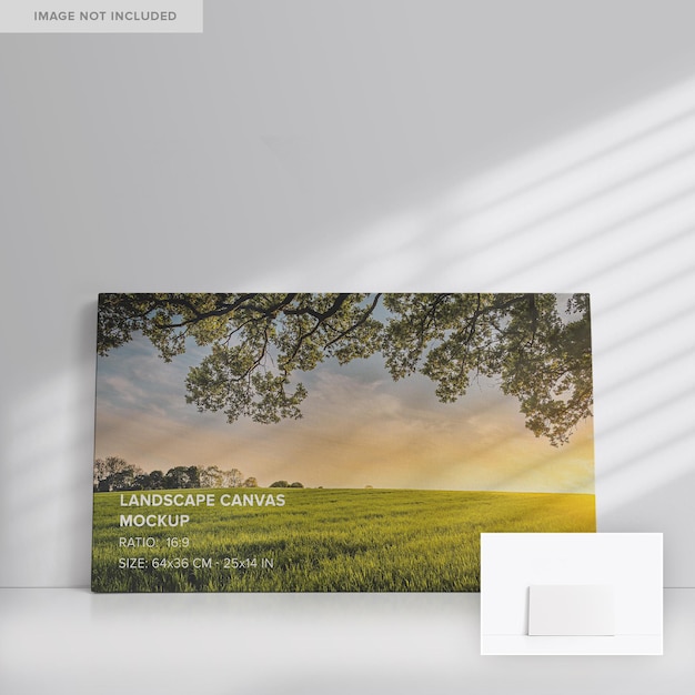 Mockup di tela con paesaggio frontale inclinato 16x9