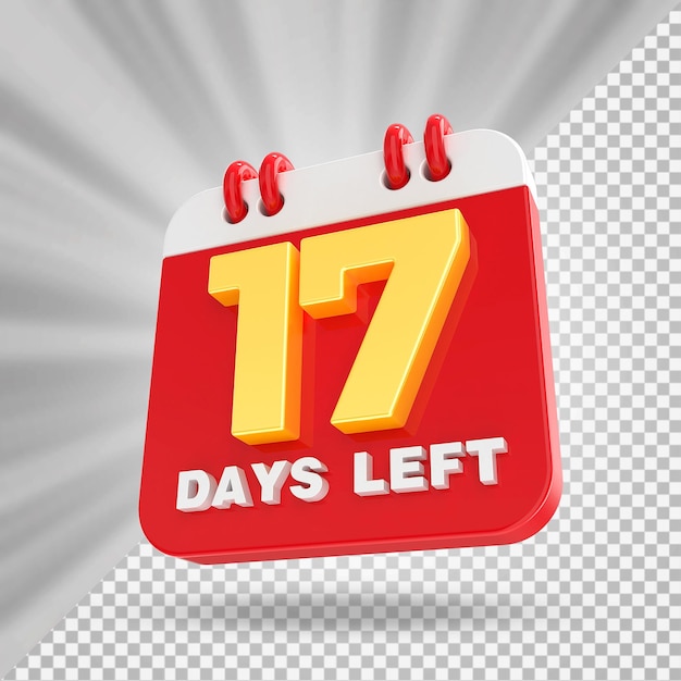 17 days left calendar 3d