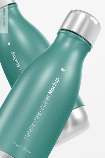 17 oz metallic water bottle mockup, close up