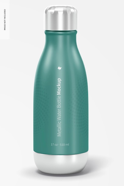 17 oz metallic water bottle mockup, front view