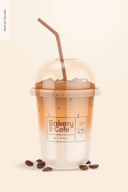 PSD 17 oz plastic cup mockup, front view