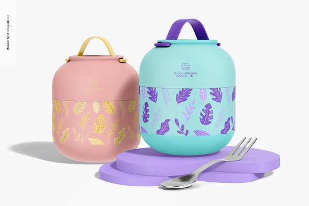 17 oz Plastic Food Containers Mockup on Podium