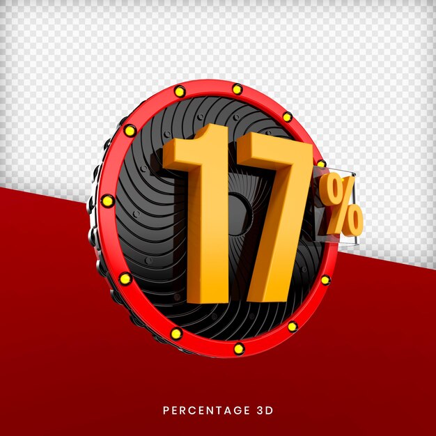 17 percentuale di rendering 3d premium psd