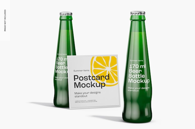 PSD mockup di bottiglie di birra da 170 ml, prospettiva