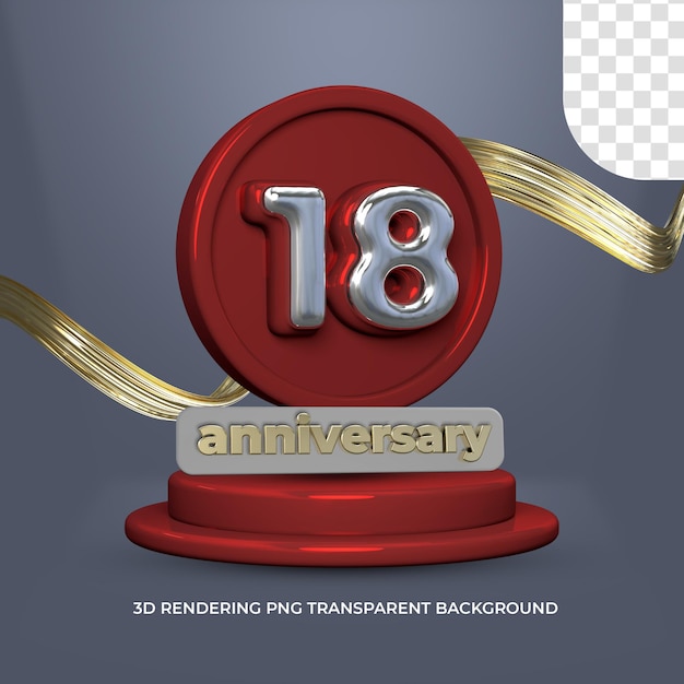 18 anniversary poster template 3d render transparent background