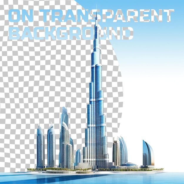 PSD 18 january 2023 dubai uae isolated and cutted out on transparent background burj khalifa tower