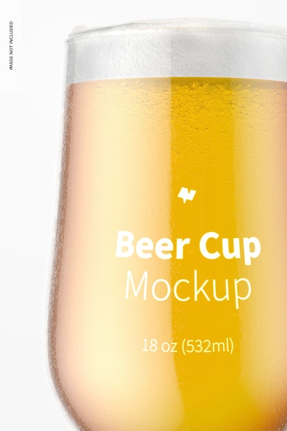 18 oz Glass Beer Cup Mockup, Close Up