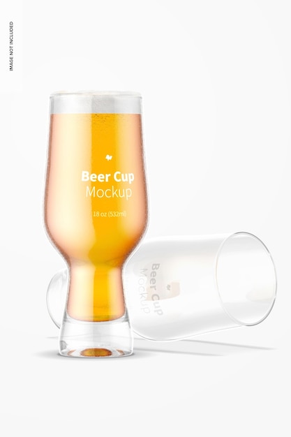 18 oz glass beer cups mockup
