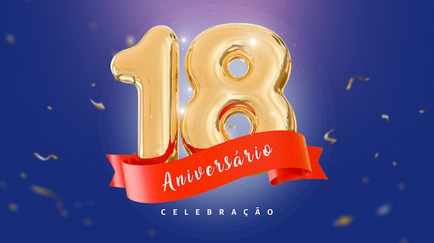 PSD banner di anniversario di 18 anni