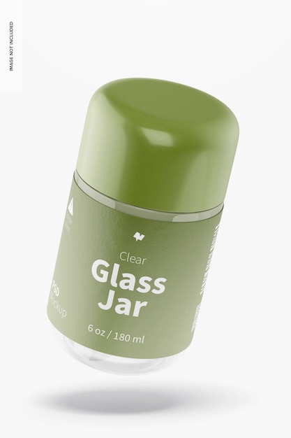 180 ml Clear Glass Jar Mockup, Falling