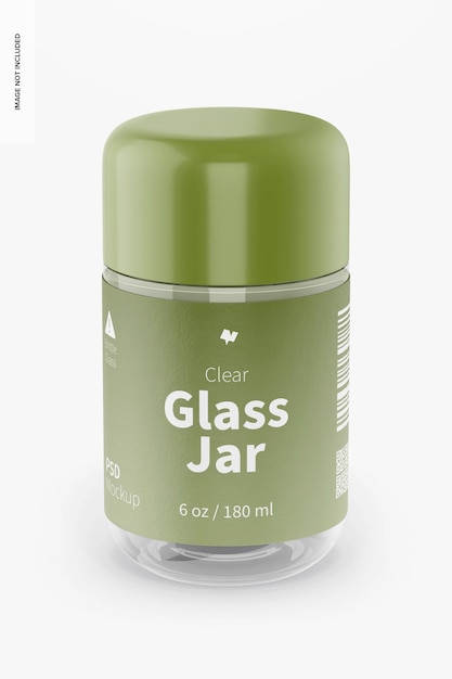 180 ml clear glass jar mockup, front view