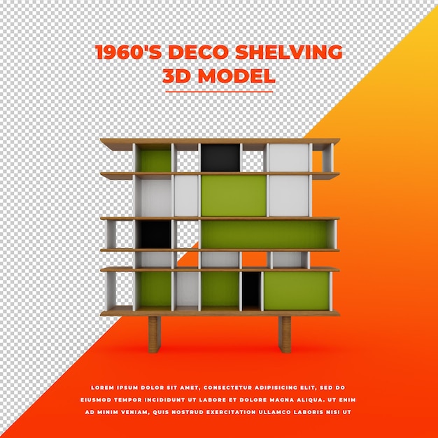 PSD 1960s deco shelving