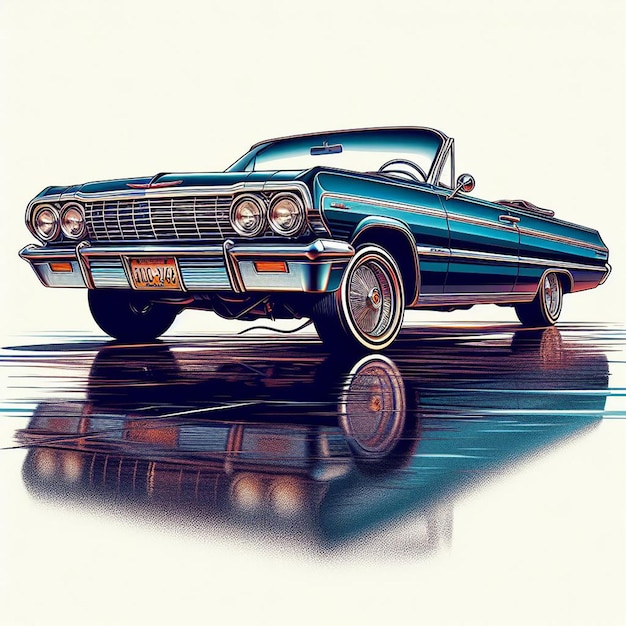 PSD 1964 chevy impala lowrider auto foto geïsoleerd op witte achtergrond